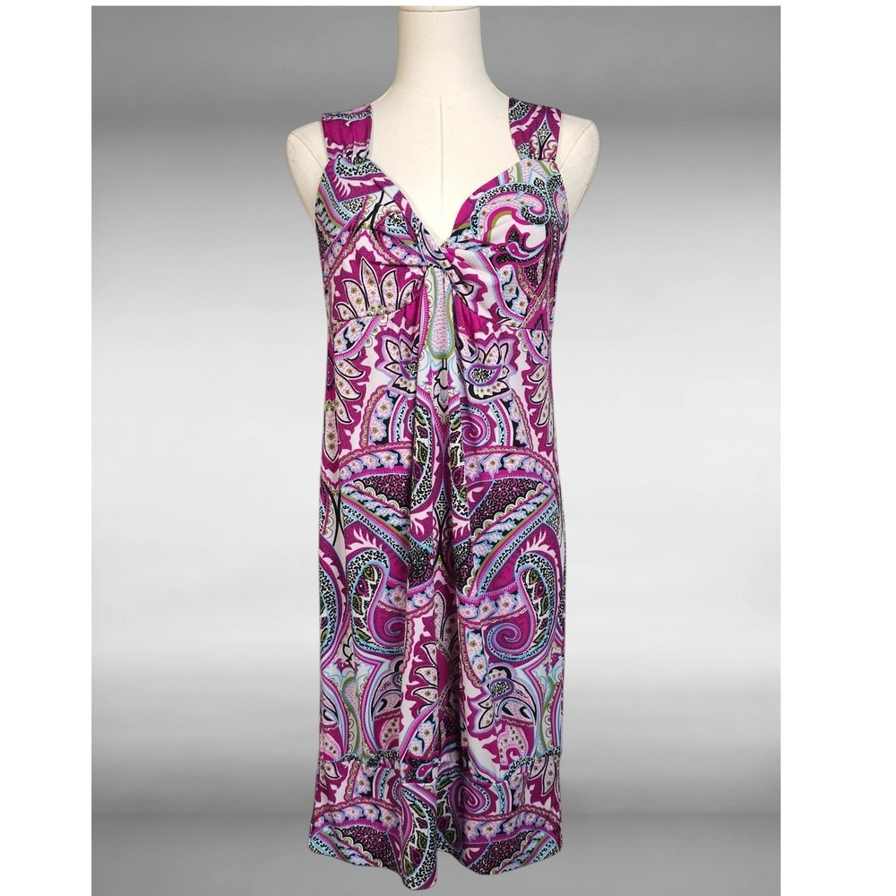 Vintage Y2K B. Moss Boho Chic Paisley Geometric Floral Tank Dress Womens M